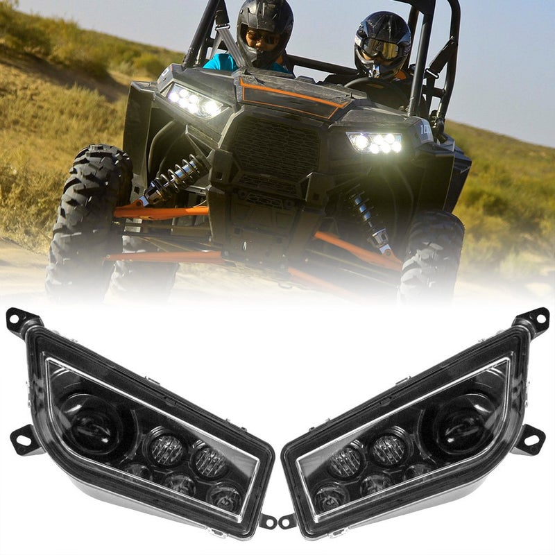 BUNKER INDUST LED Headlight Clear Lens Replacement Headlamp Compatible with 2014-2023 Polaris RZR XP 1000 900 LED Halo Lights - Image 1
